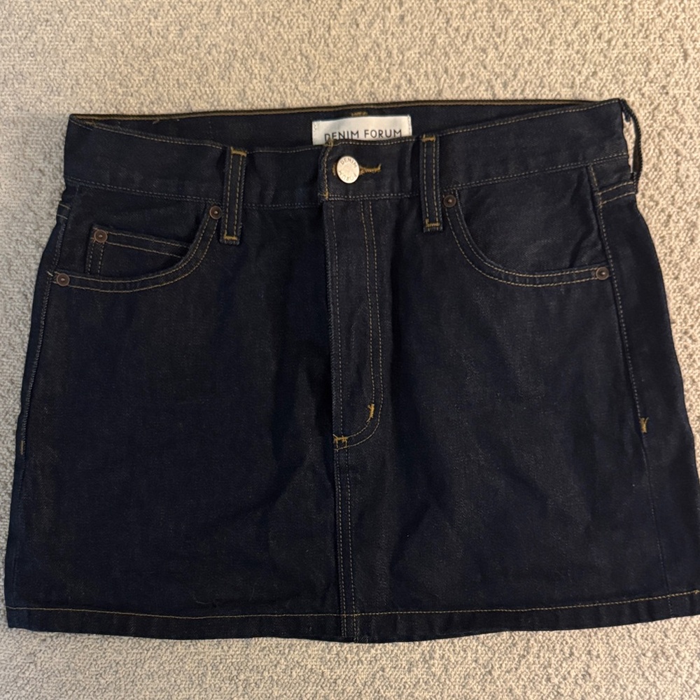 Denim Forum The 90’s Ricci Mini Skirt in Dark Blue